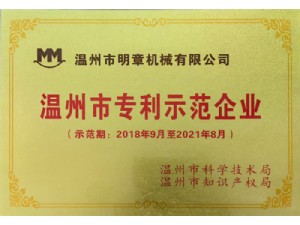 Obtained 2018-2021 Wenzhou Patent Demonstration Enterprise
